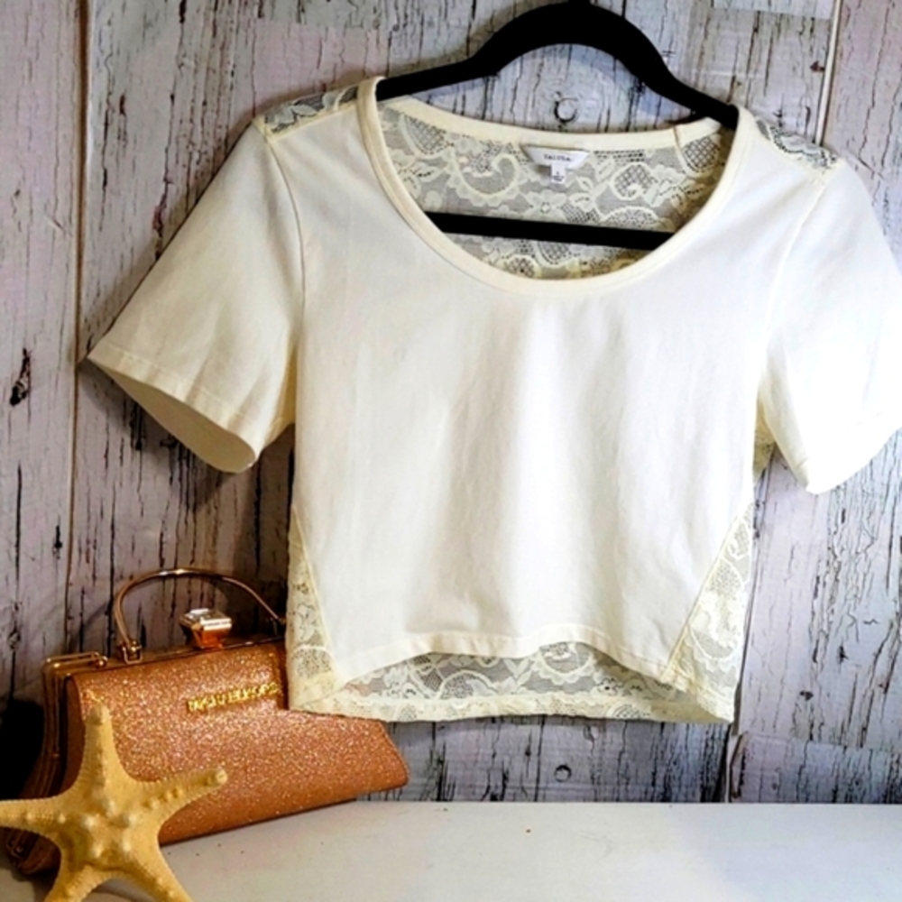 Talula Cropped Top Lace Ivory Large